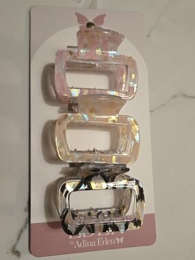 Adina Eden Women’s Iridescent Pink & Neutral Acrylic Hair Claw Set